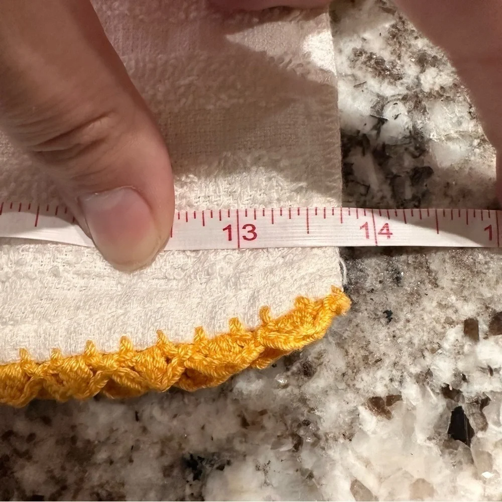 Vintage terry cloth towel bath kitchen floral yellow gold brown
